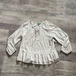 Dip White Puff Sleeve Tie Front Blouse